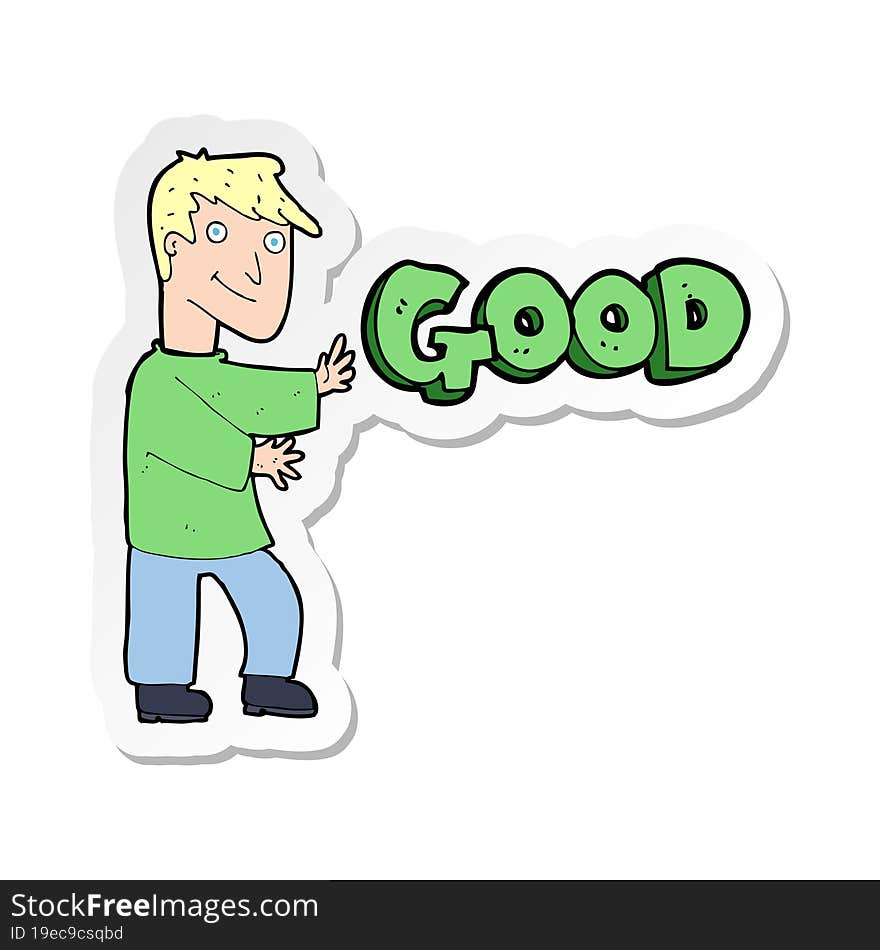 Sticker Of A Cartoon Man Doing Good