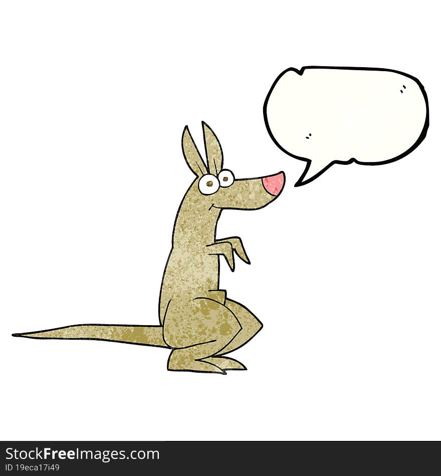 freehand speech bubble textured cartoon kangaroo