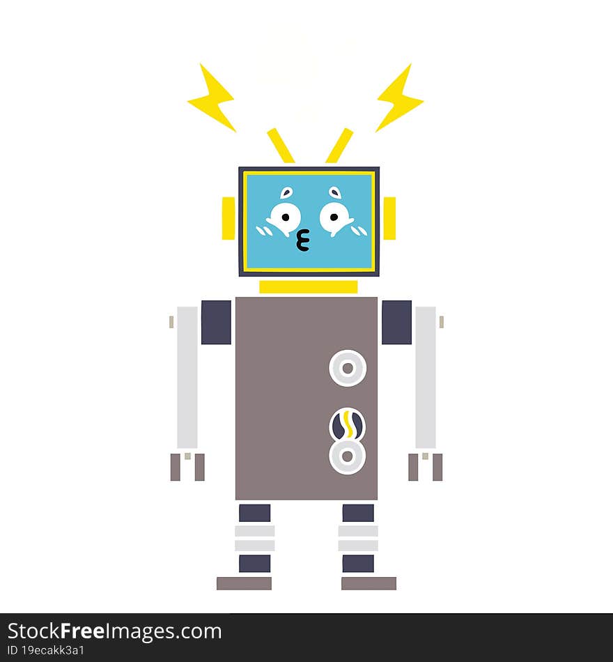 Flat Color Retro Cartoon Robot