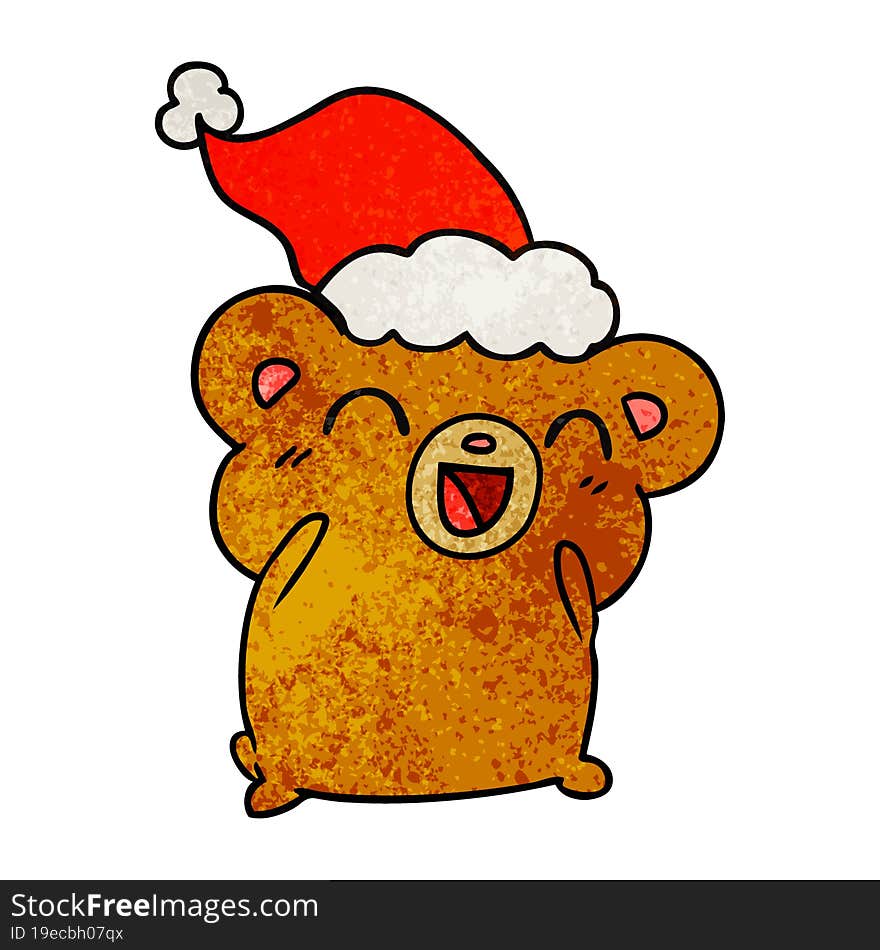 christmas textured cartoon of kawaii bear