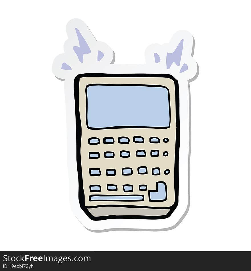 sticker of a cartoon calculator