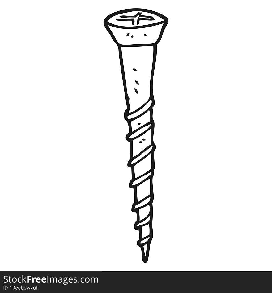 black and white cartoon screw