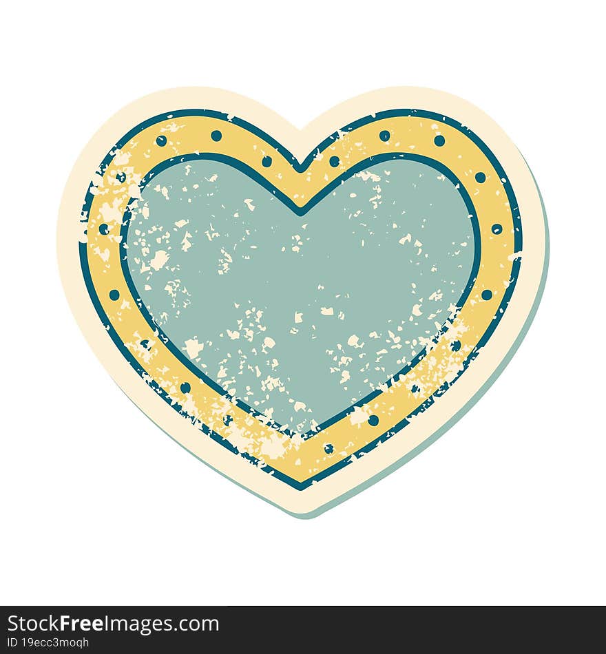 Distressed Sticker Tattoo Style Icon Of A Heart