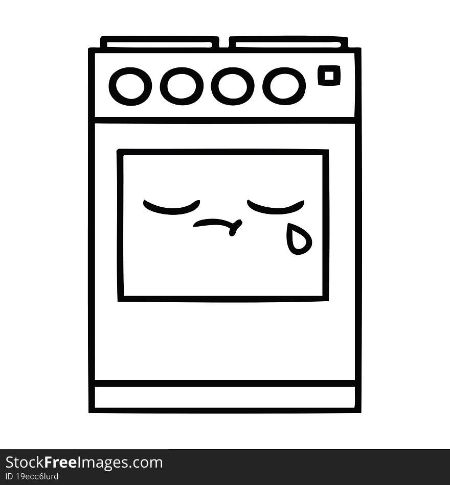 line drawing cartoon kitchen oven