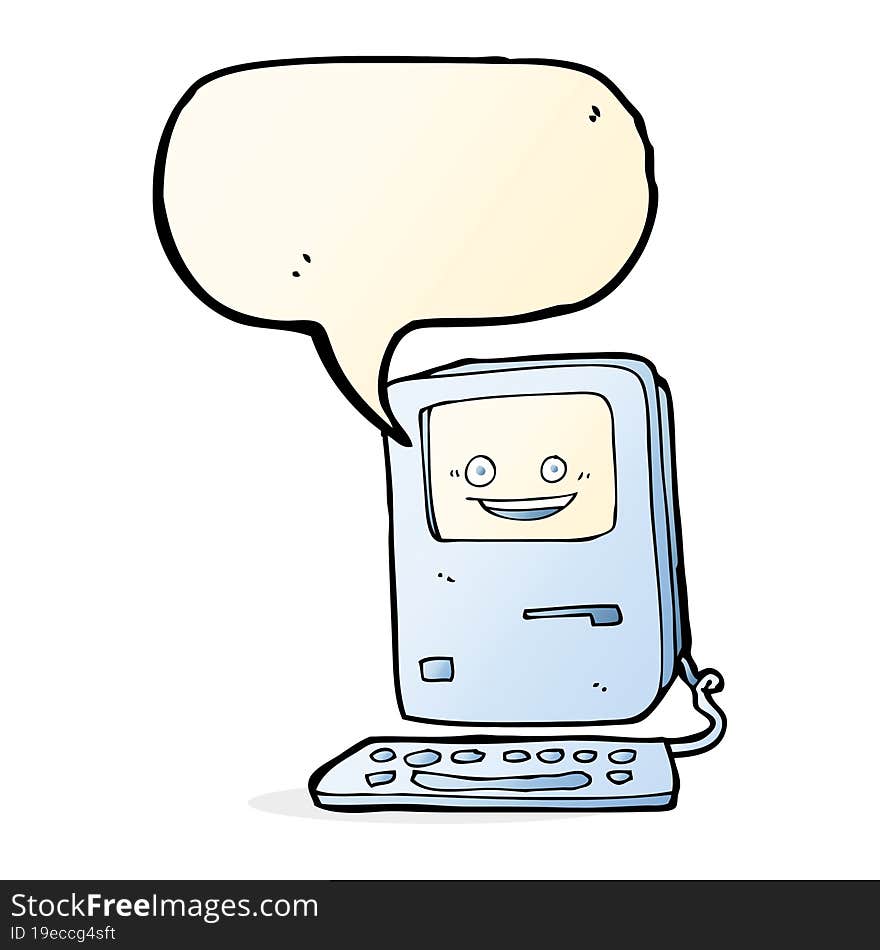 cartoon old computer with speech bubble