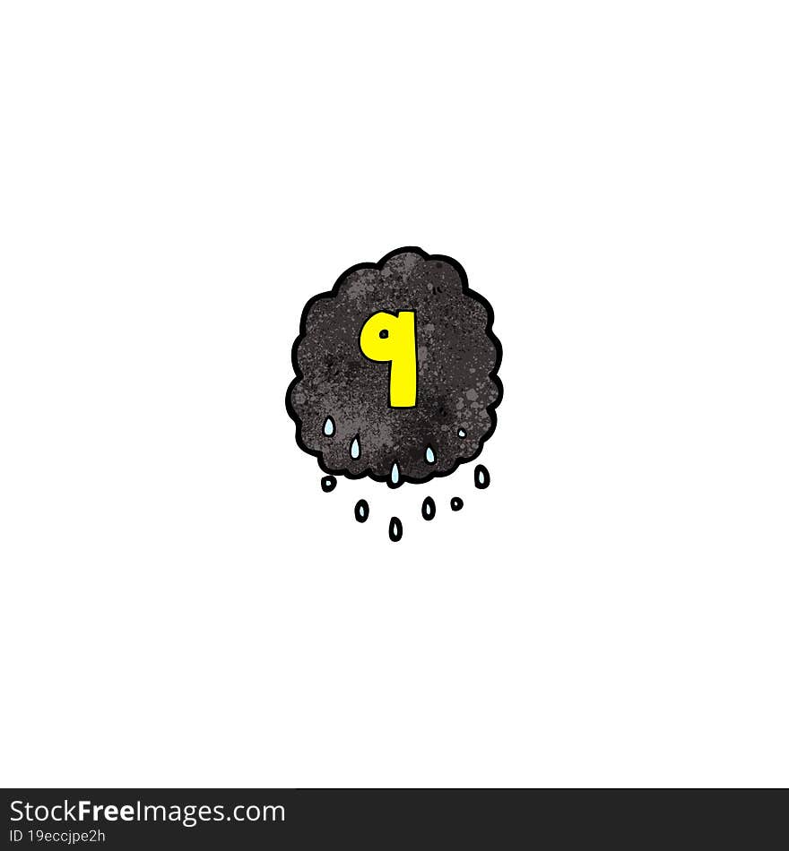 cartoon raincloud with number nine