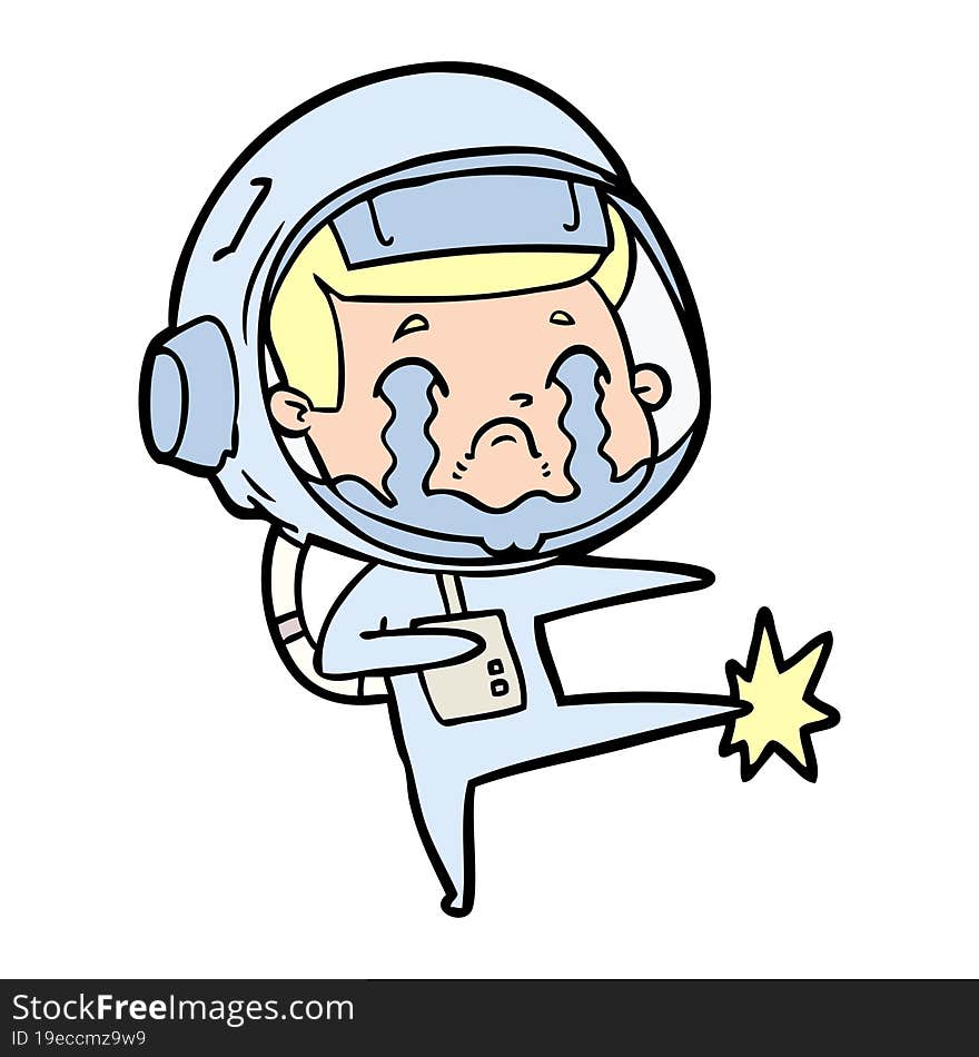 cartoon crying astronaut. cartoon crying astronaut