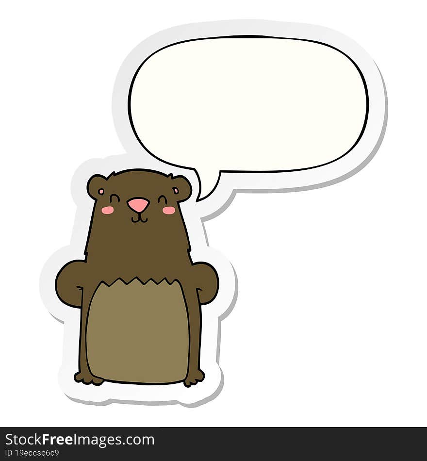 Cartoon Bear And Speech Bubble Sticker