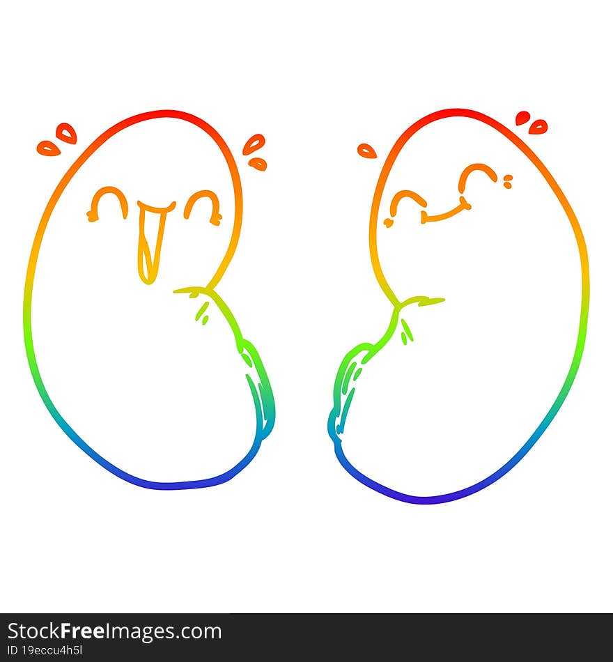 rainbow gradient line drawing cartoon happy kidneys