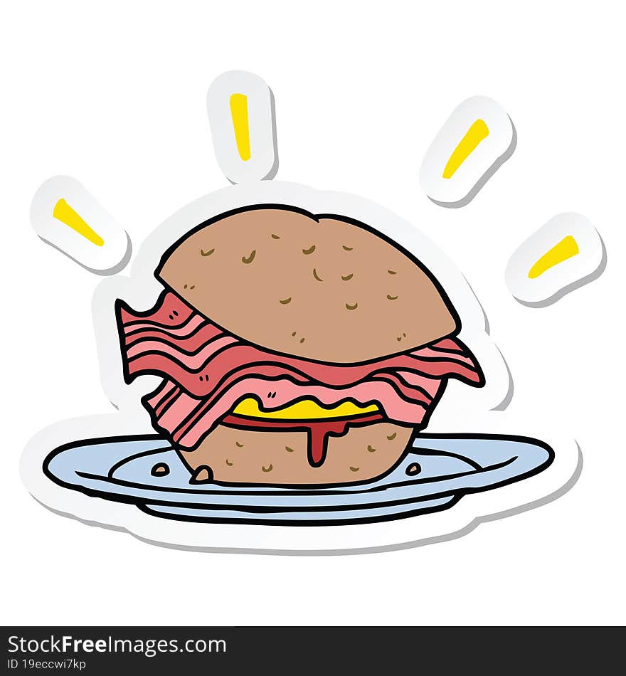 sticker of a cartoon bacon sandwich