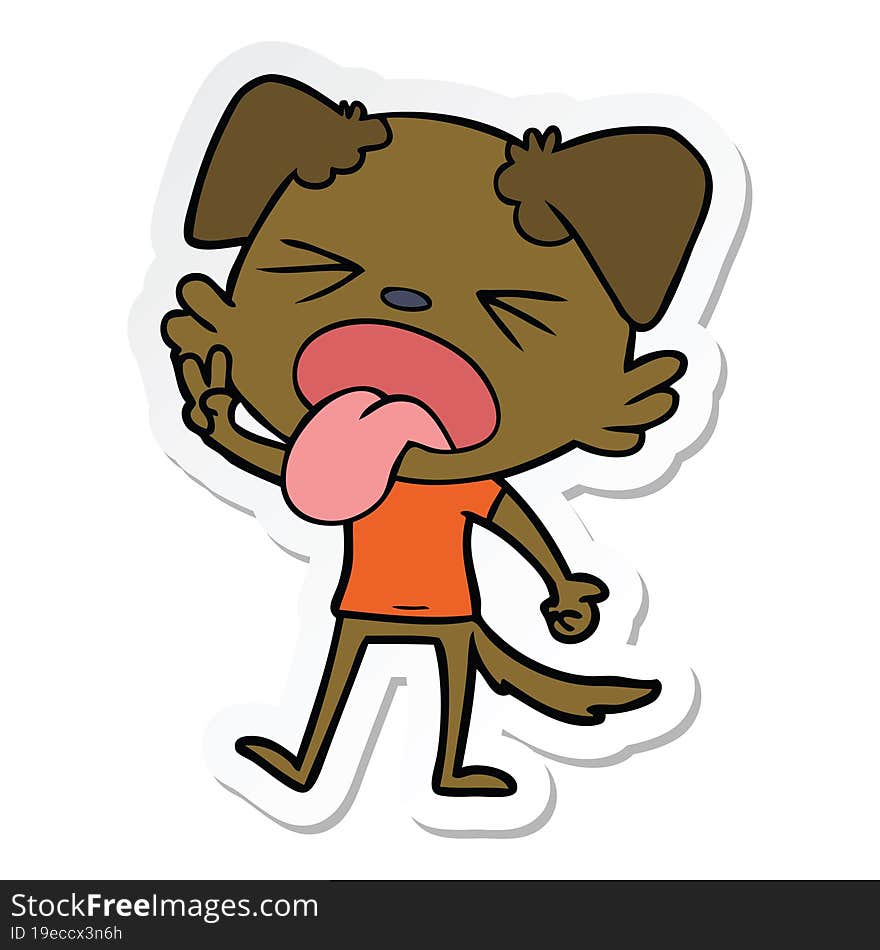 Sticker Of A Cartoon Disgusted Dog