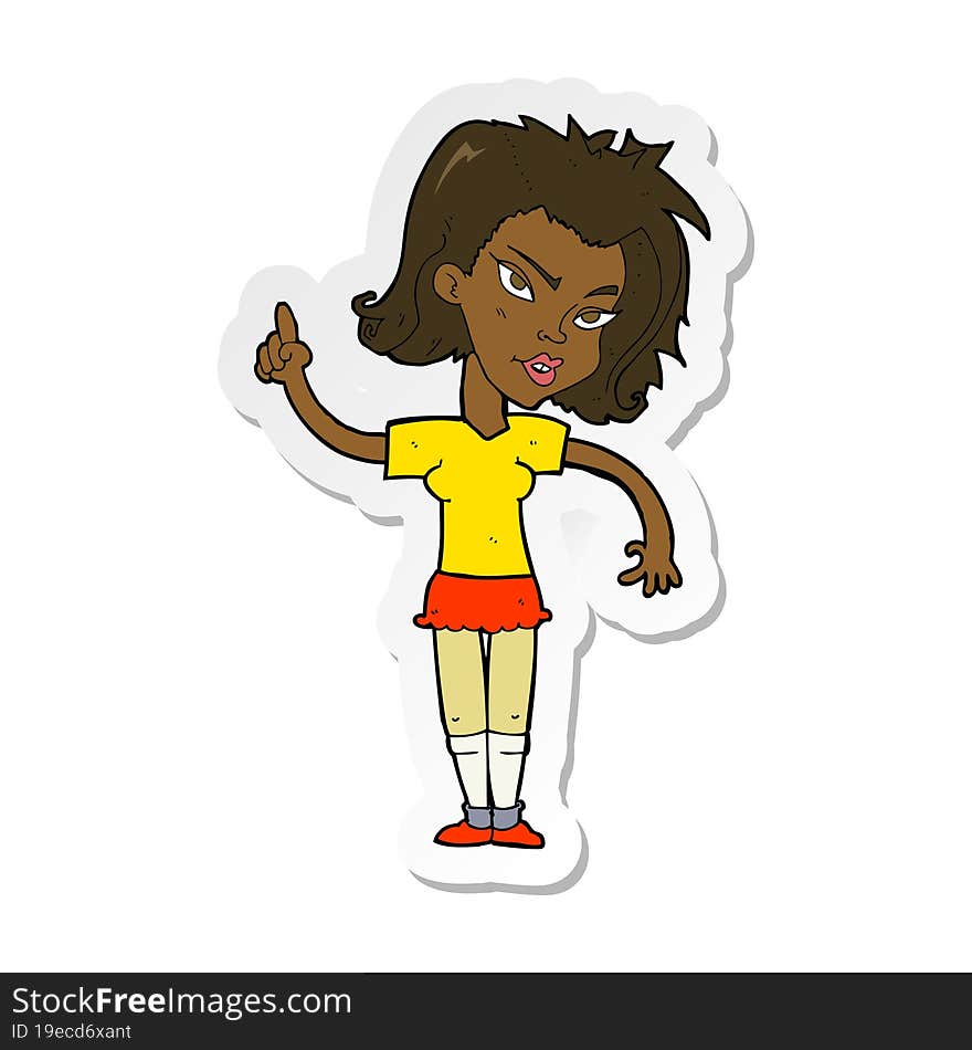 sticker of a cartoon woman with idea