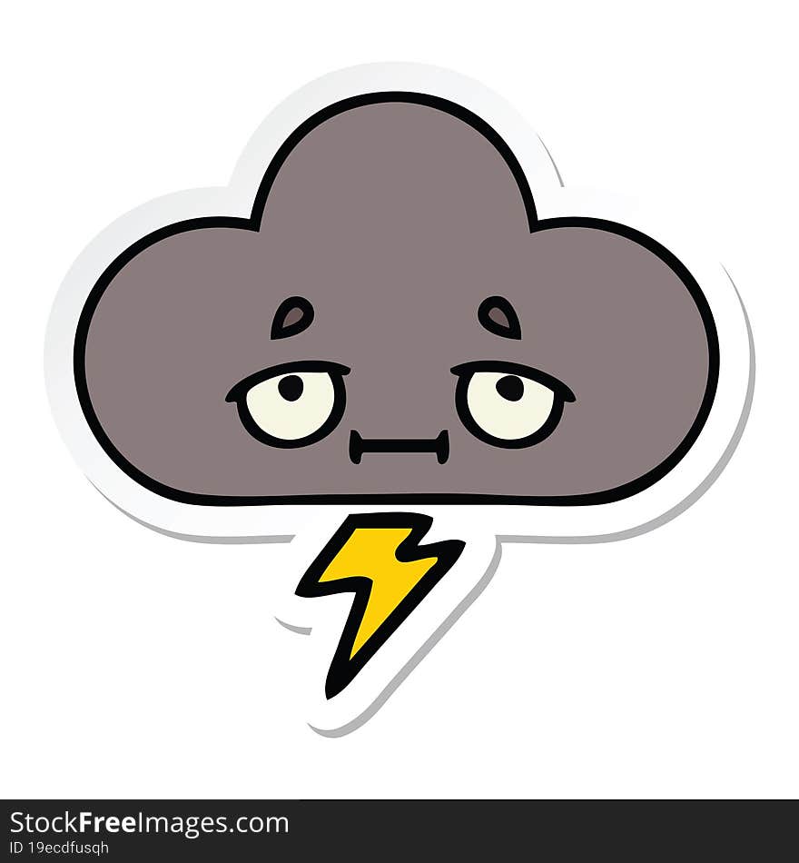 sticker of a cute cartoon storm cloud