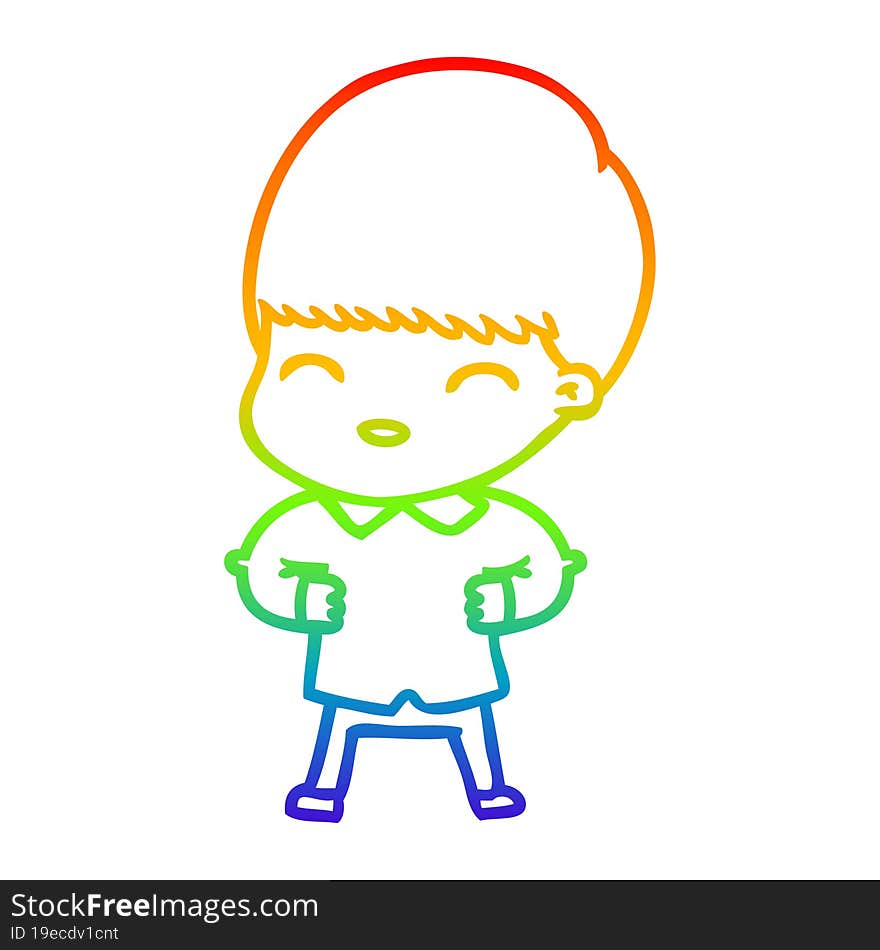 rainbow gradient line drawing happy cartoon boy