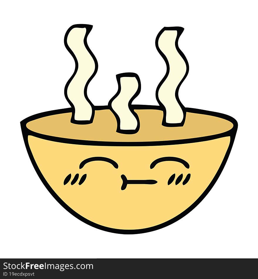 cute cartoon bowl of hot soup