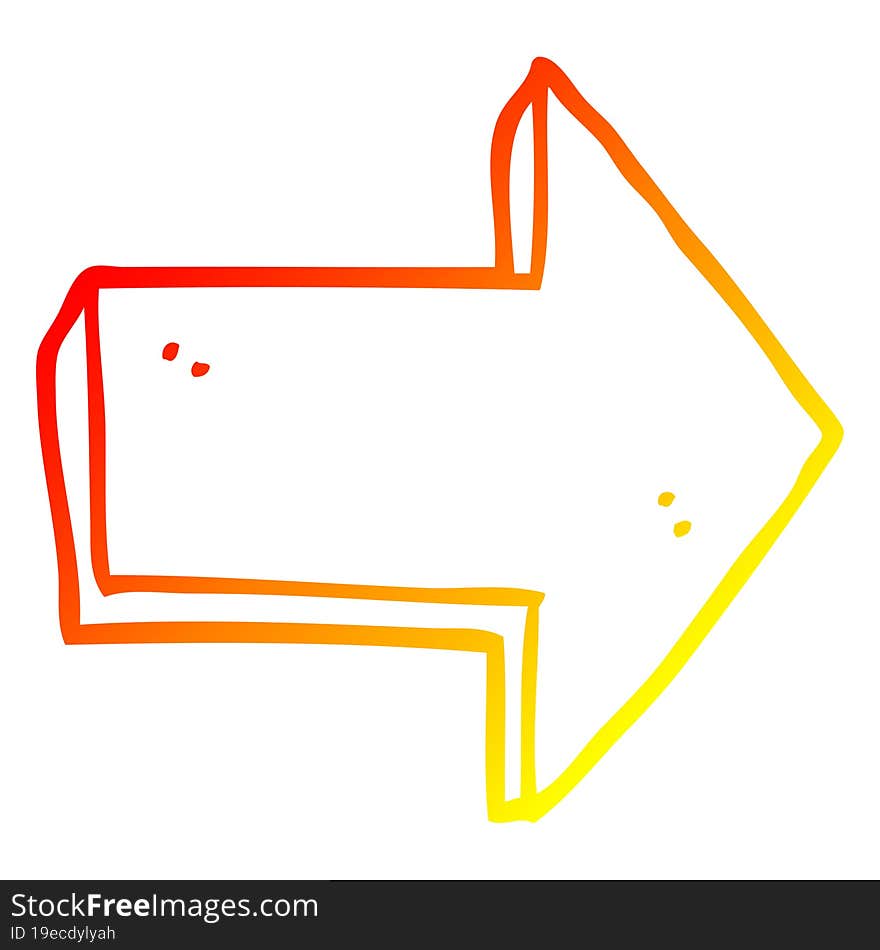 warm gradient line drawing cartoon pointing arrow