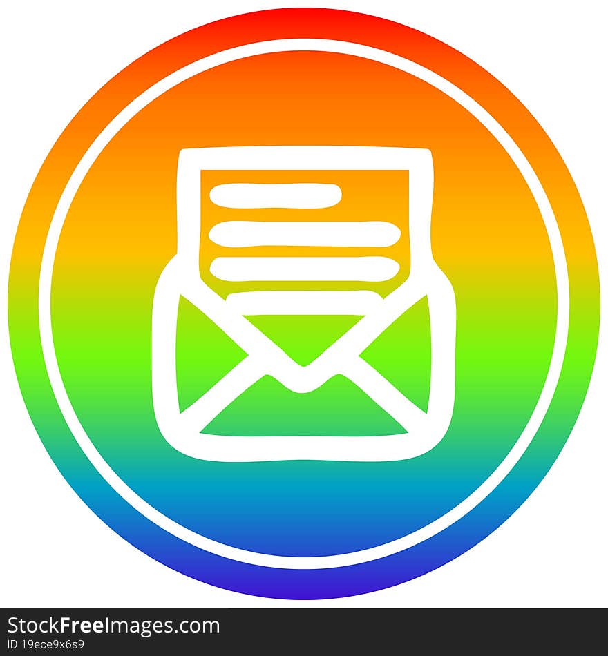 envelope letter circular icon with rainbow gradient finish. envelope letter circular icon with rainbow gradient finish