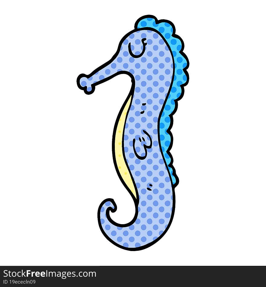 cartoon doodle sea horse