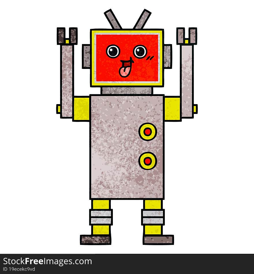 Retro Grunge Texture Cartoon Robot