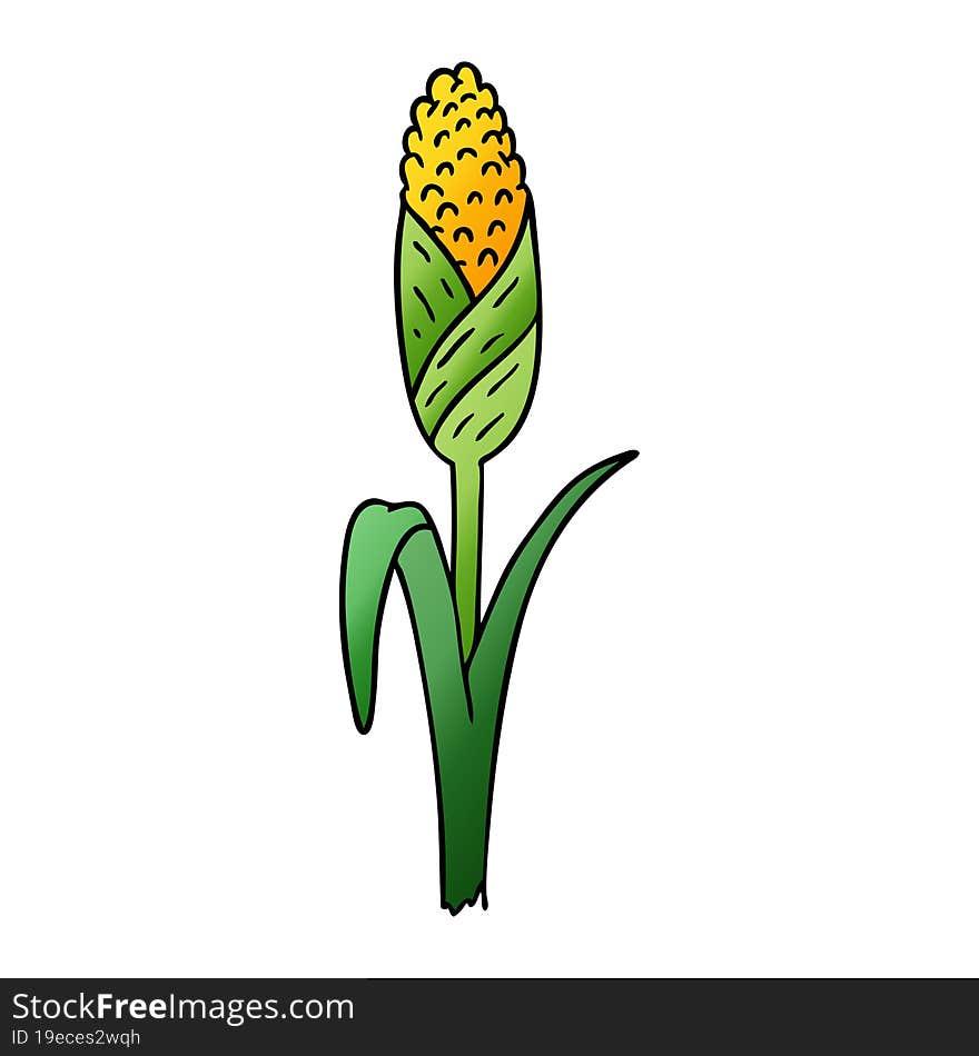 Gradient Cartoon Doodle Of Fresh Corn On The Cob