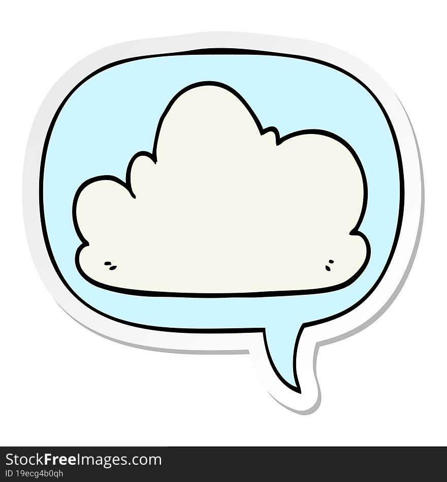 cartoon cloud with speech bubble sticker. cartoon cloud with speech bubble sticker