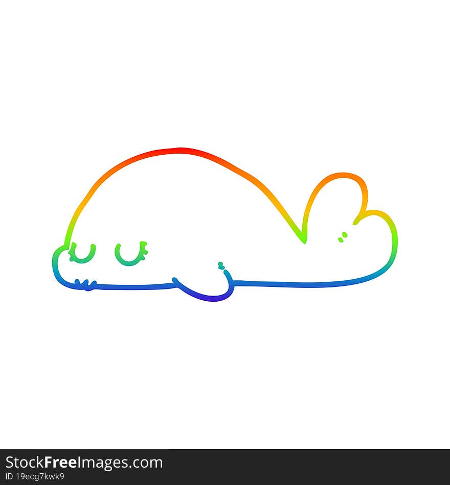 Rainbow Gradient Line Drawing Cute Cartoon Seal