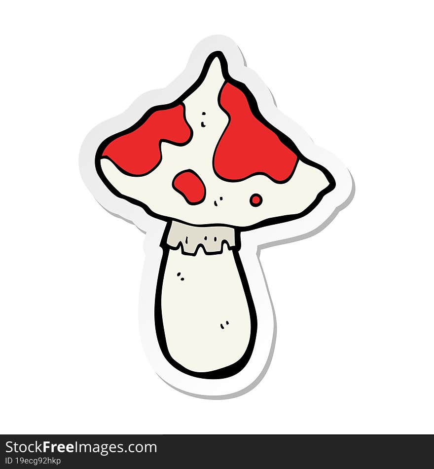 sticker of a cartoon toadstool