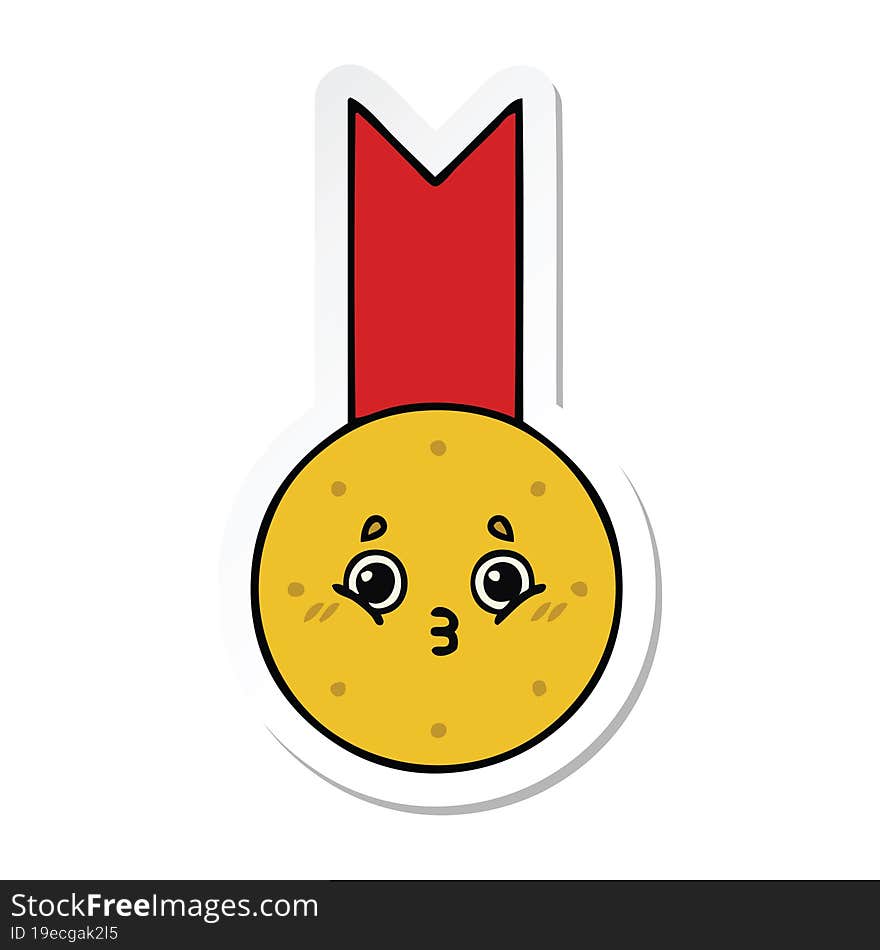 Sticker Of A Cute Cartoon Gold Medal