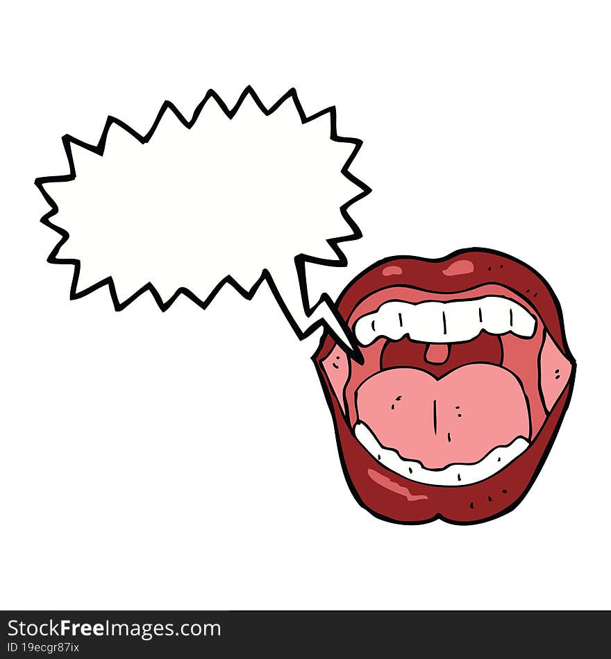 cartoon mouth with speech bubble