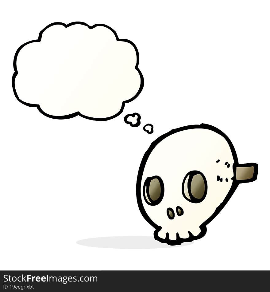 cartoon skull mask with thought bubble