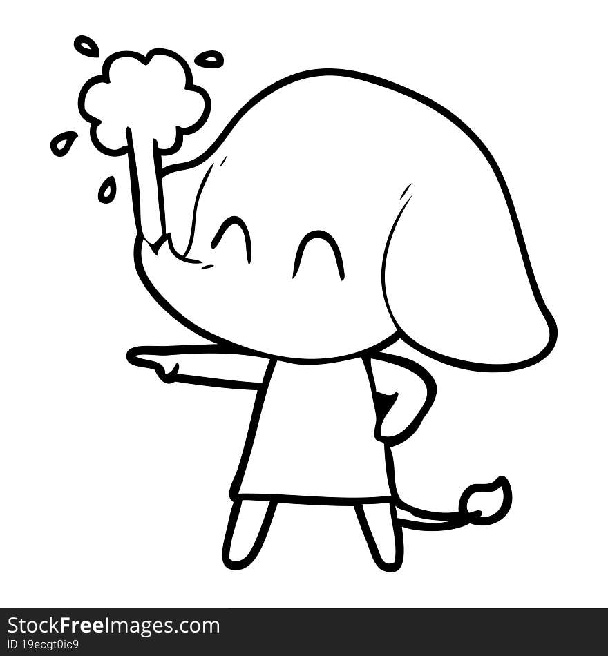 cute cartoon elephant spouting water. cute cartoon elephant spouting water