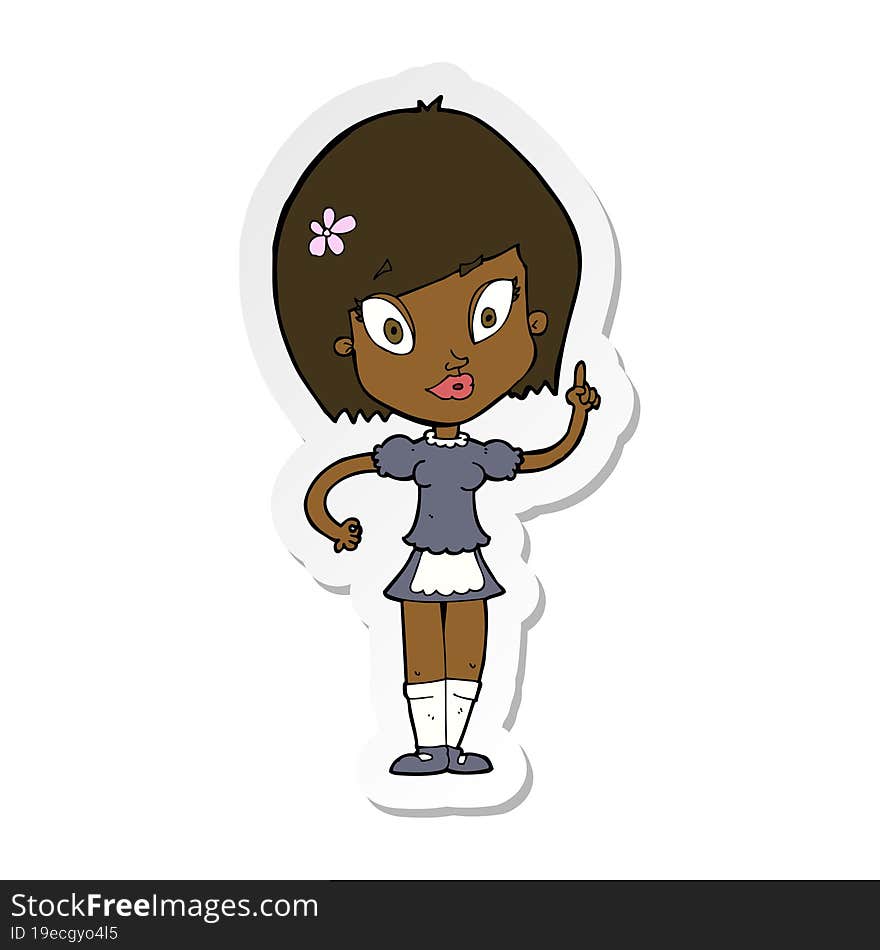 sticker of a cartoon pretty maid