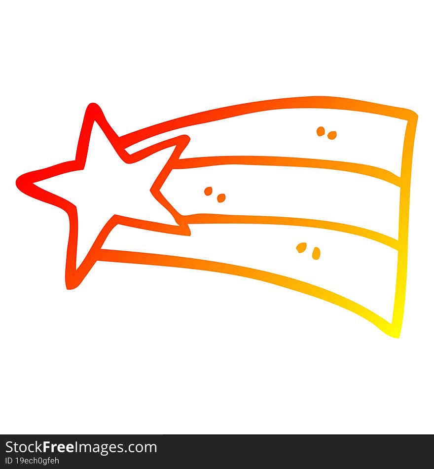 warm gradient line drawing cartoon shooting star