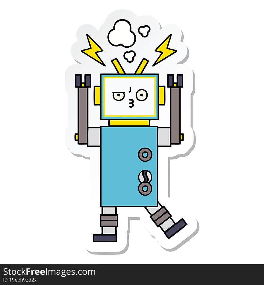 sticker of a cute cartoon robot