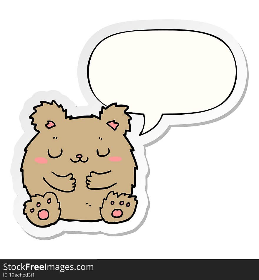 cute cartoon bear and speech bubble sticker