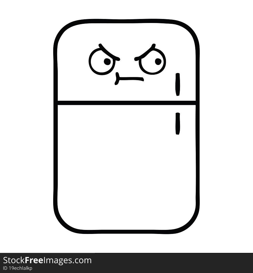 Line Drawing Cartoon Fridge Freezer