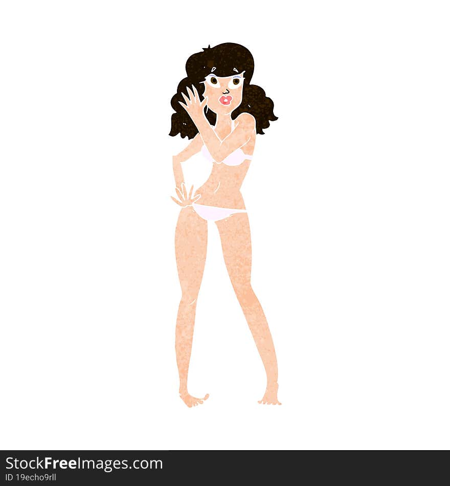 cartoon pretty woman in bikini