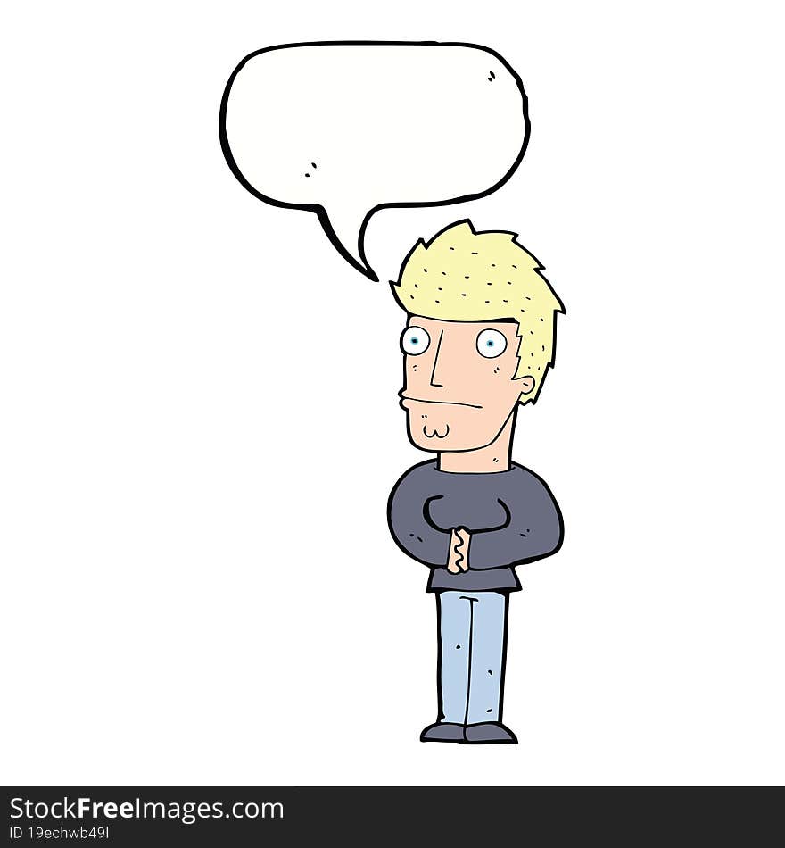 cartoon worried man with speech bubble