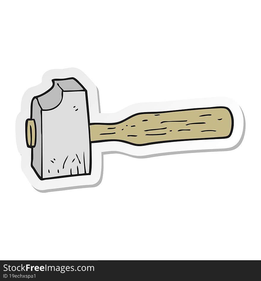 Sticker Of A Cartoon Mallet