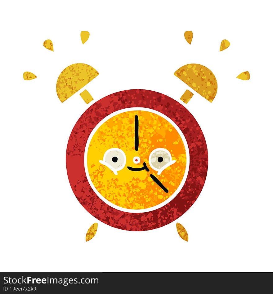 retro illustration style cartoon alarm clock