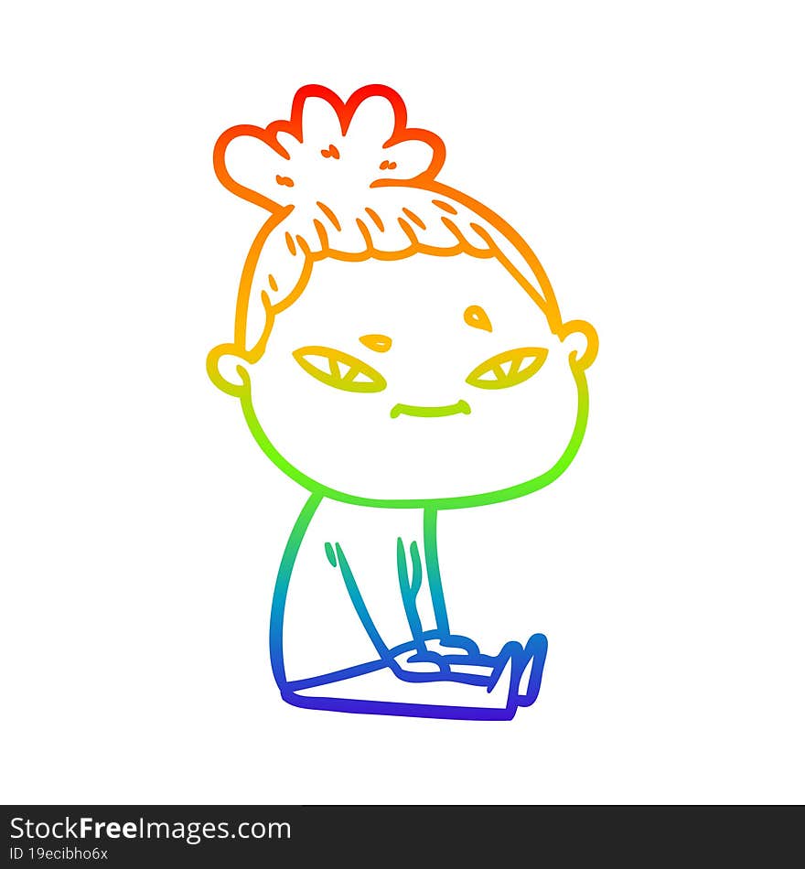 rainbow gradient line drawing of a cartoon woman