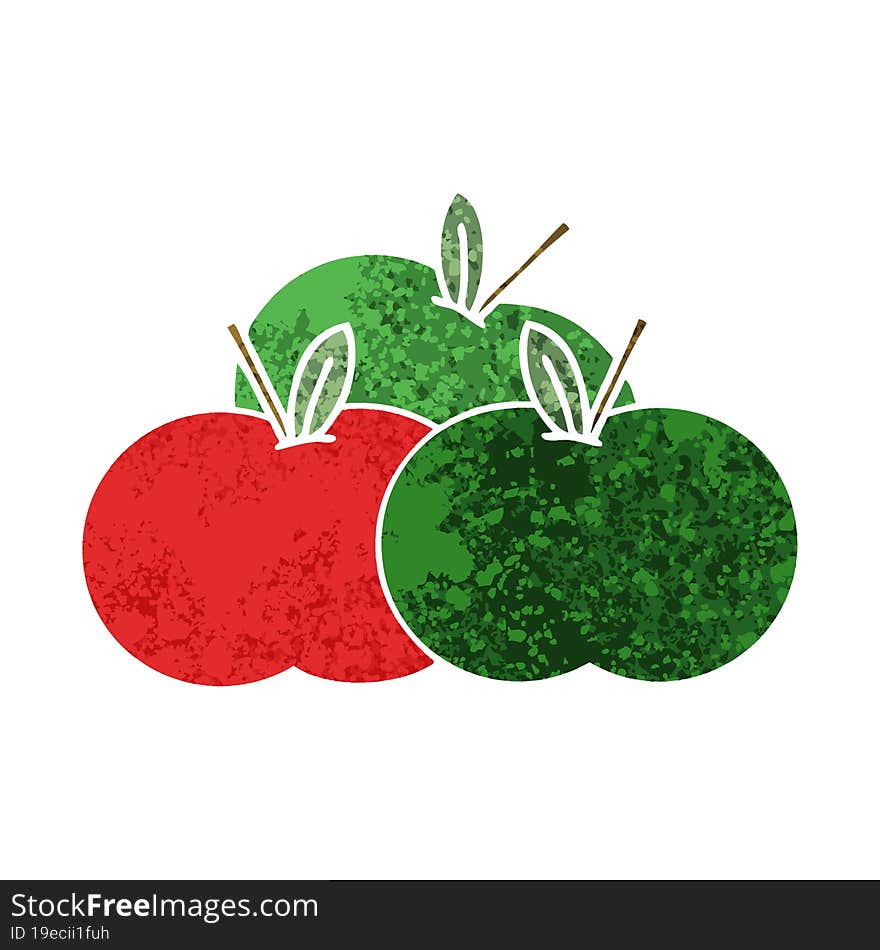 Retro Illustration Style Cartoon Apples