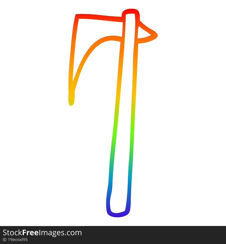 rainbow gradient line drawing cartoon viking axe