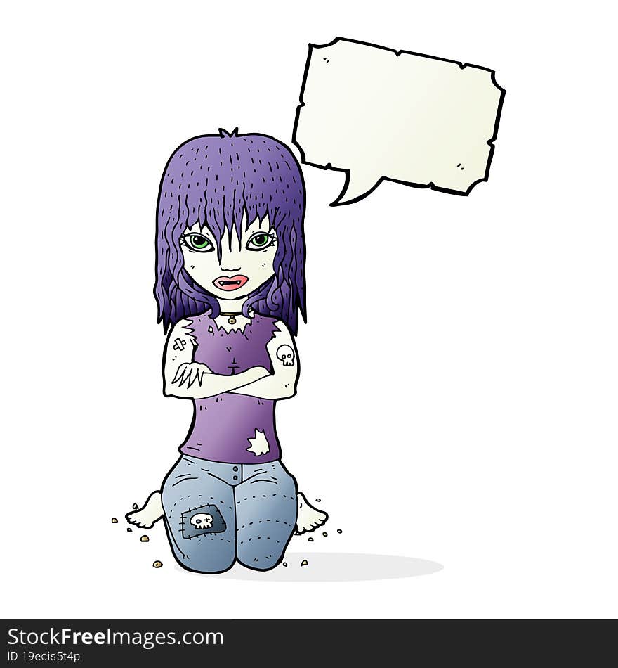 cartoon vampire girl with speech bubble