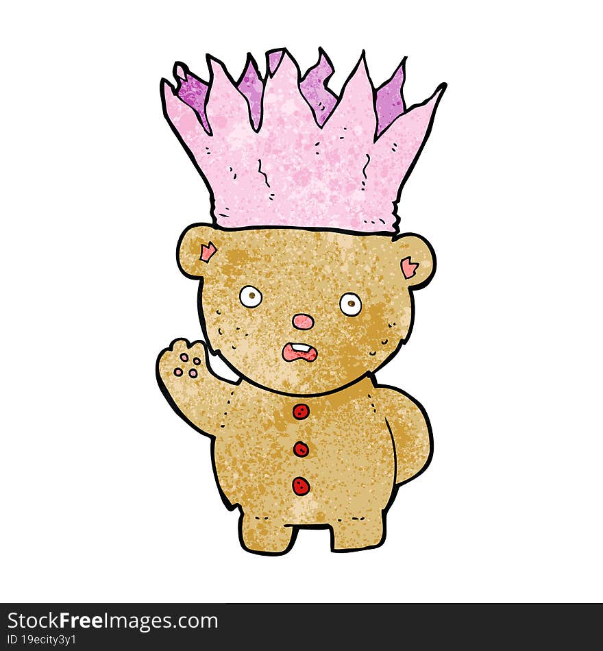 Cartoon Teddy Bear Wearing Paper Crown