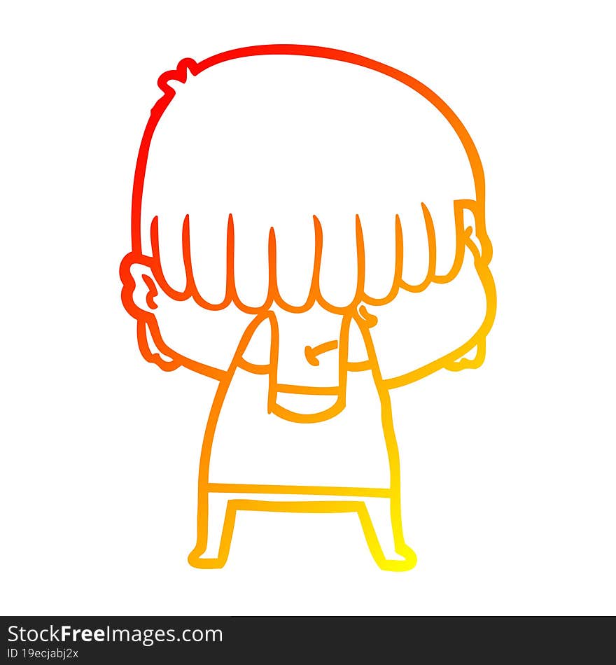 warm gradient line drawing of a cartoon boy with untidy hair