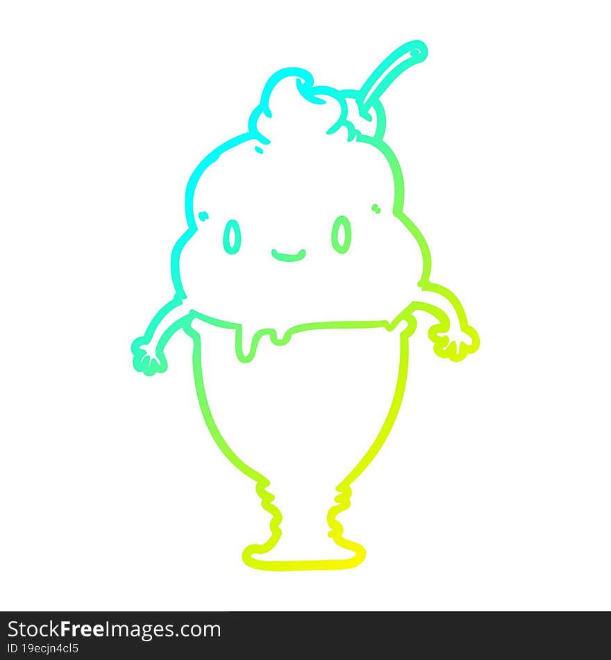 cold gradient line drawing cute ice cream