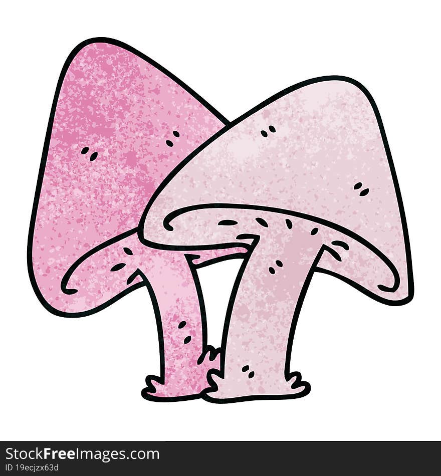 Quirky Hand Drawn Cartoon Mushrooms