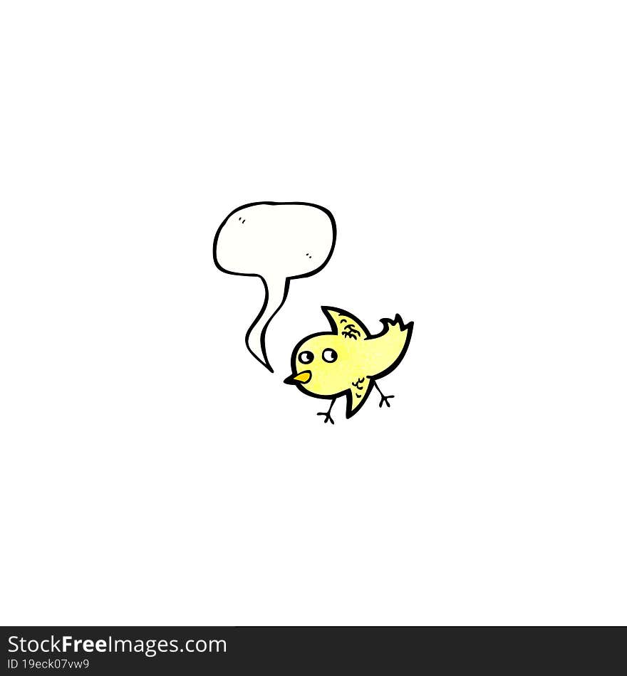 Cartoon Little Bird With Speech Bubble