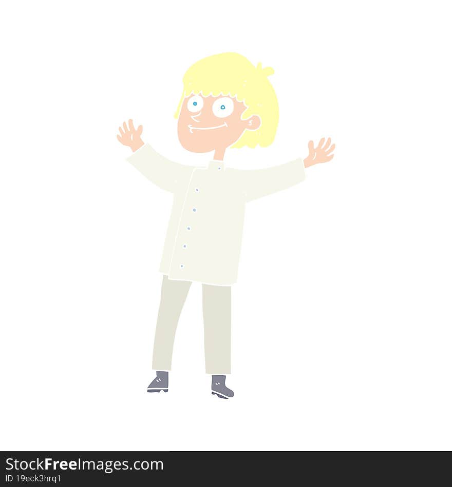 Flat Color Illustration Of A Cartoon Chef